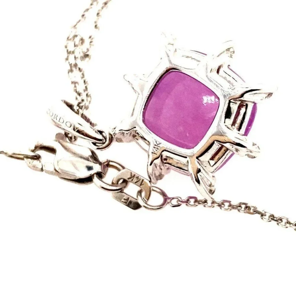 14k Purple Gem/Diamonds Necklace‎